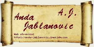 Anda Jablanović vizit kartica